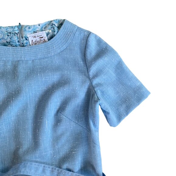 Vintage Leslie Fay Marled Powder Blue Skirt Set M - Picture 7 of 11